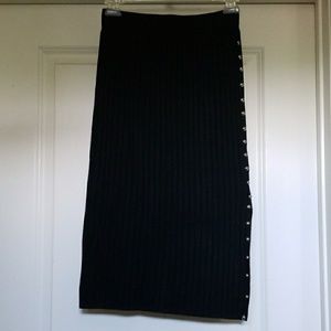 Silver Studded Black Knit Skirt